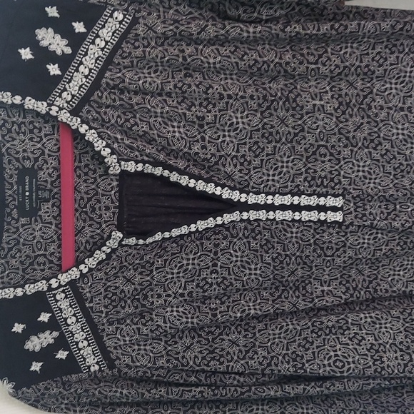 Lucky Brand Embroidered Cotton Modal V-Neck Boho peasant tunic Top Sz L - Picture 12 of 12